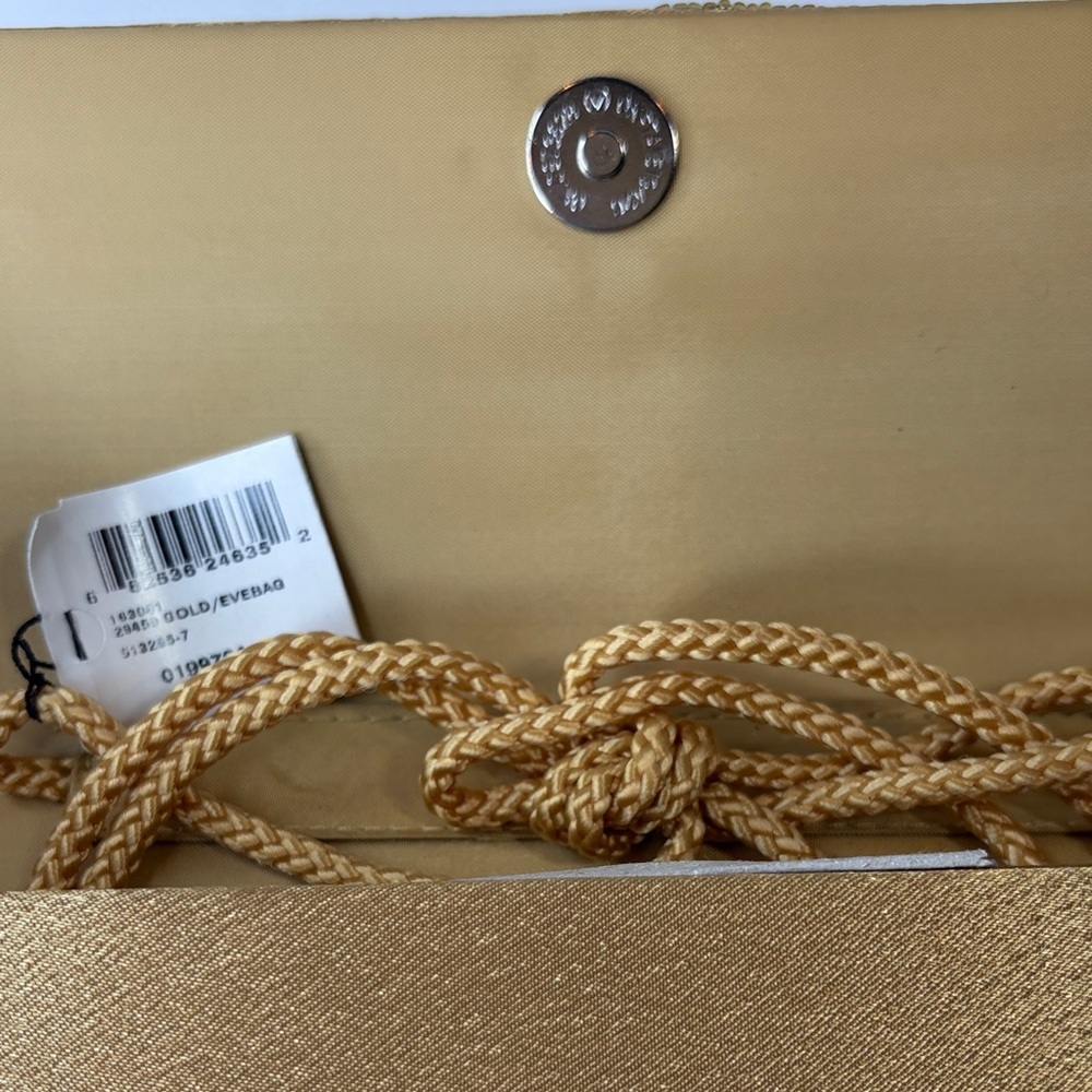 Bijoux Terner gold satin evening clutch handbag beaded detailing with strap NWT - Picture 4 of 8